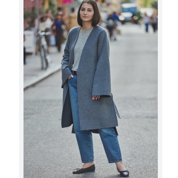 Uniqlo Jackets & Blazers - Uniqlo Minimalist Oversized Modern Double Face Wrap Coat Wool Blend size small